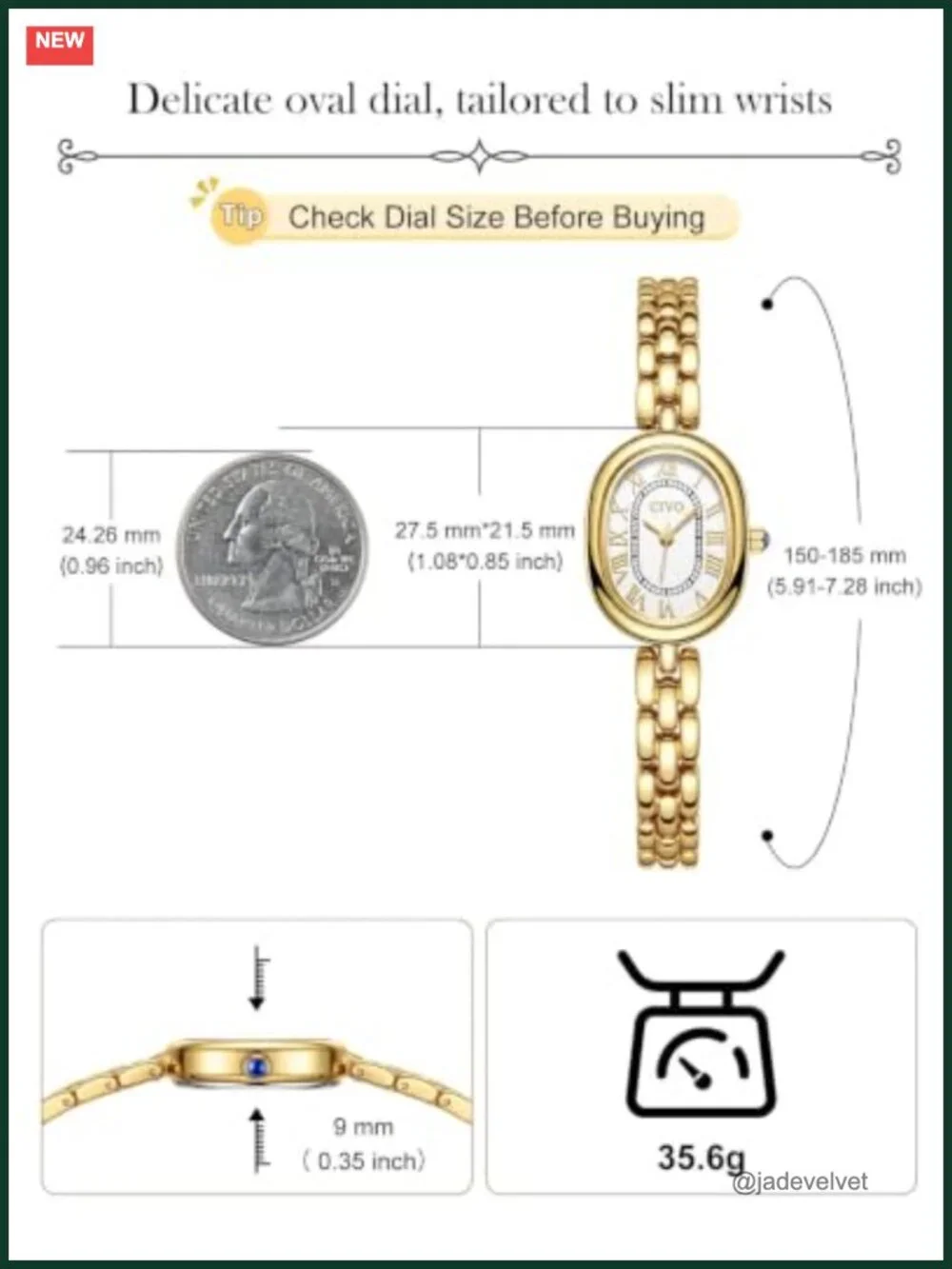Vintage Oval Roman Numeral Small Dial Women's Bracelet Watch Retro